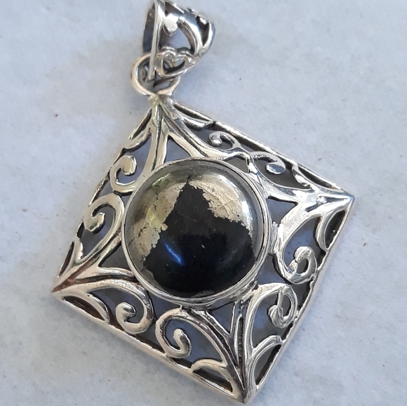 Pyrite in Magnetite Sterling Silver Pendant - Picture 6 of 8